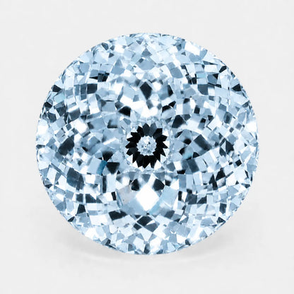 Round Portuguese diamond in an icy blue tone