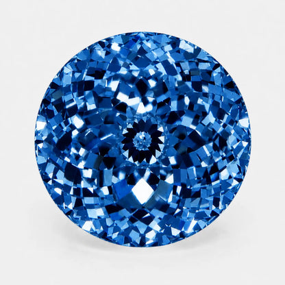 Round Portuguese diamond in a deep blue tone