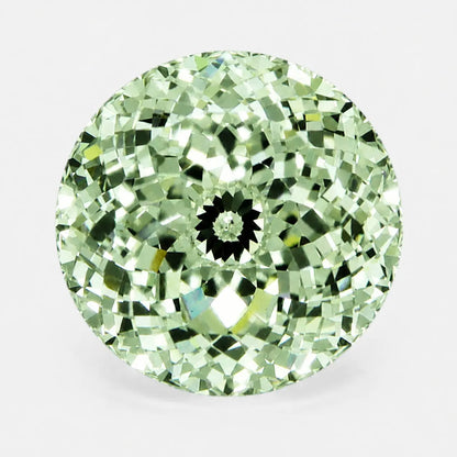 Round Portuguese diamond in a soft green tone