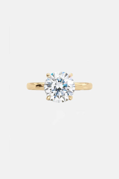 Round Solitaire Cathedral Lab Grown Diamond Engagement Ring 14K Gold AG & CO Jewellery