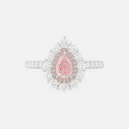 SERAPHINA - Pink Pear Double Halo Ring AG & CO Jewellery