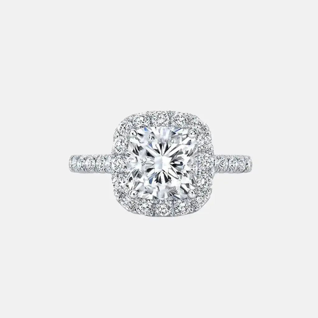 SERENA - Cushion Cut Halo Pavé Lab Diamond Engagement Ring AG & CO Jewellery