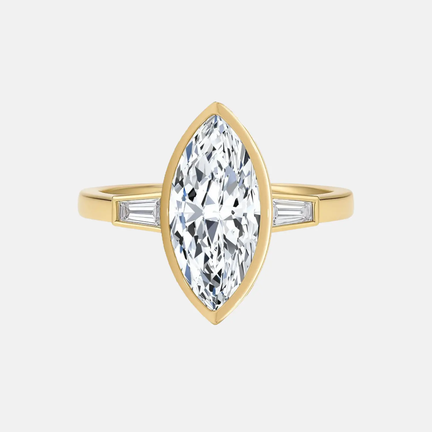 sofia -  trilogy bezel with tapered baguettes ag & co jewellery