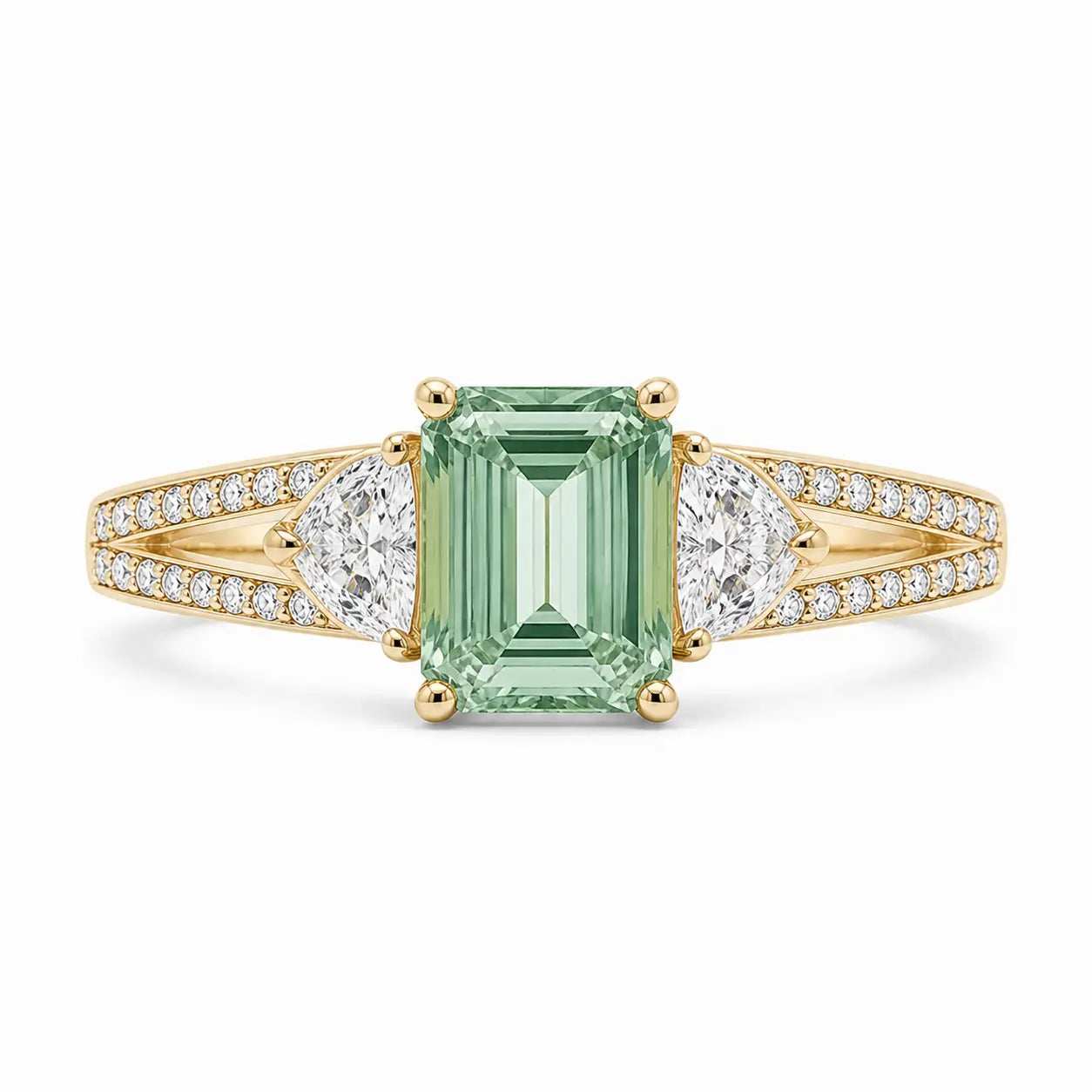 sage emerald tourmaline & half-moon diamond ring