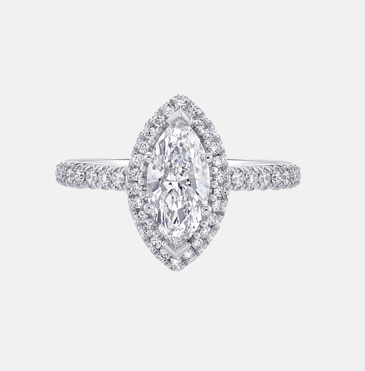 Penelope - Halo Pear Lab-Grown Diamond Engagement Ring with Pavé Band AG & CO Jewellery