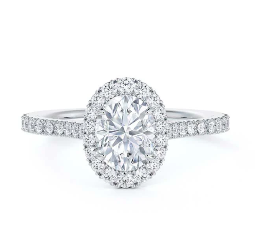 Penelope - Halo Pear Lab-Grown Diamond Engagement Ring with Pavé Band AG & CO Jewellery