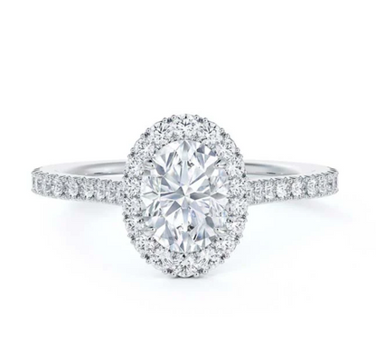 Penelope - Halo Pear Lab-Grown Diamond Engagement Ring with Pavé Band AG & CO Jewellery