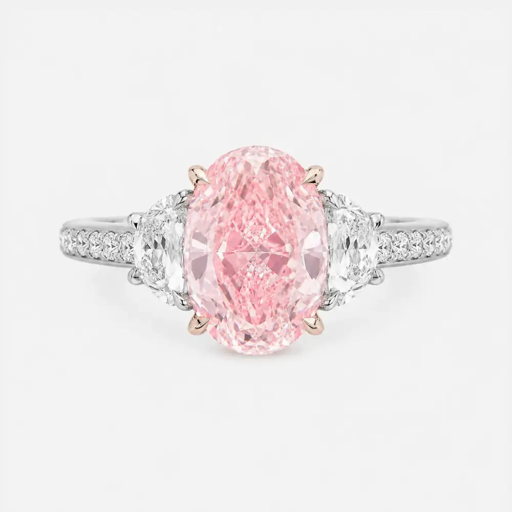 sera oval pink lab-grown diamond trilogy pavé ring ag & co jewellery