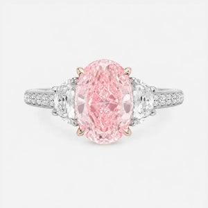 Sera Oval Pink Lab-Grown Diamond Trilogy Pavé Ring