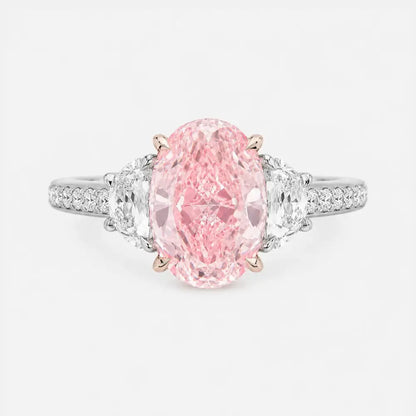 Sera Oval Pink Lab-Grown Diamond Trilogy Pavé Ring AG & CO Jewellery