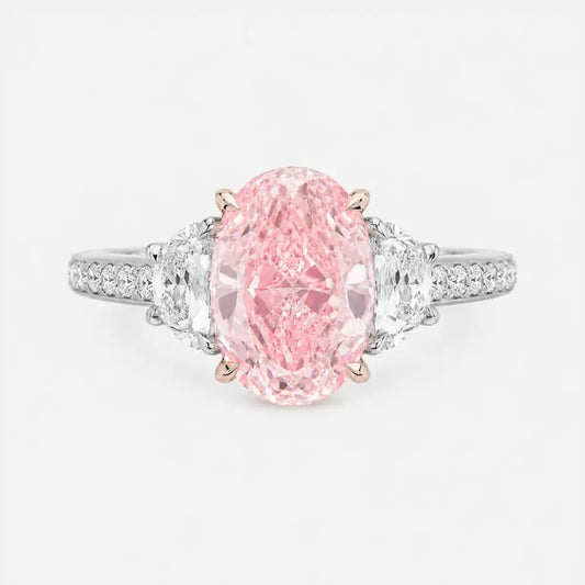 Sera Oval Pink Lab-Grown Diamond Trilogy Pavé Ring AG & CO Jewellery