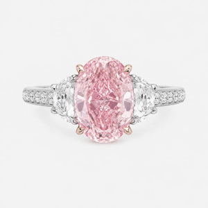 Sera Oval Pink Lab-Grown Diamond Trilogy Pavé Ring