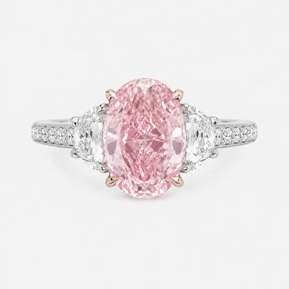 Seraphina Oval Pink Lab-Grown Diamond Trilogy Pavé Ring