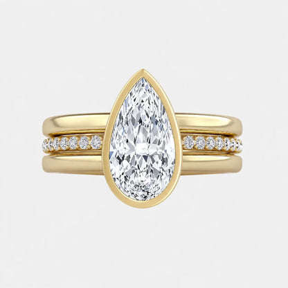 Serina Pear Triple Band Bezel Engagement Ring AG & CO Jewellery