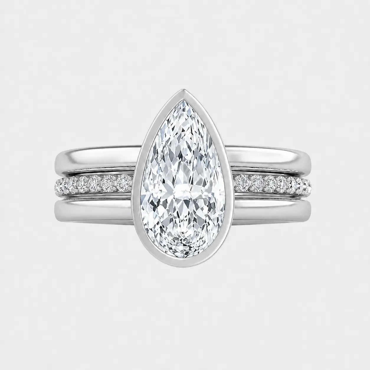serina pear triple band bezel engagement ring ag & co jewellery