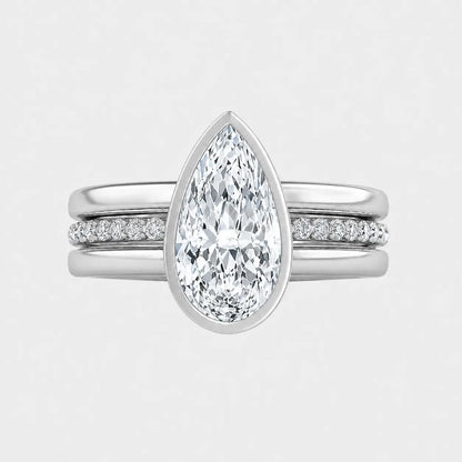 Serina Pear Triple Band Bezel Engagement Ring AG & CO Jewellery