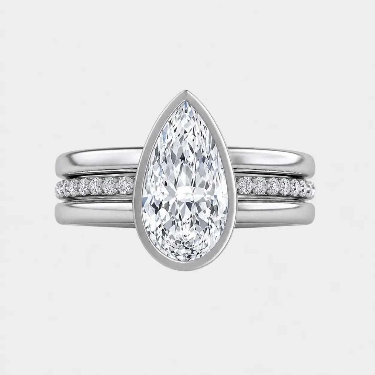 Serina Pear Triple Band Bezel Engagement Ring AG & CO Jewellery