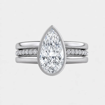 Serina Pear Triple Band Bezel Engagement Ring AG & CO Jewellery