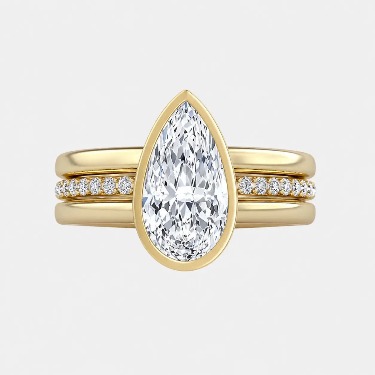 serina pear triple band bezel engagement ring ag & co jewellery