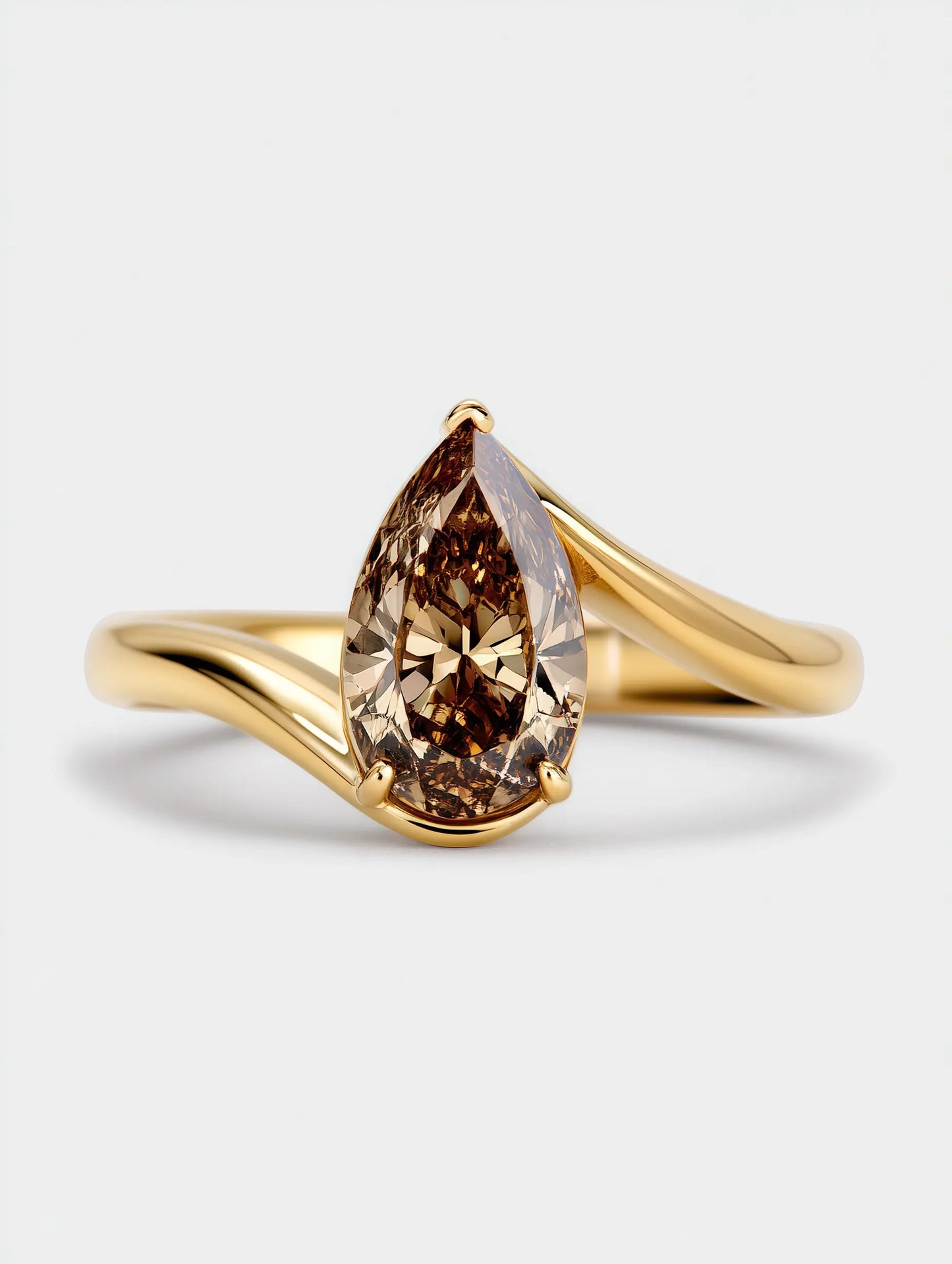 sienna 2.00ct natural brown pear diamond bypass ring 18k