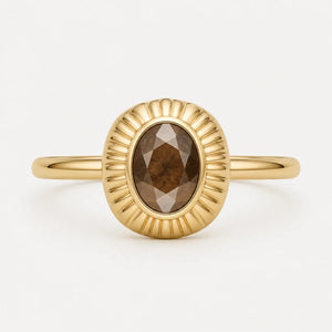 Solstice Rose-Cut Smoky Oval Sunburst Ring