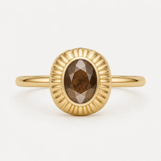 Solstice Rose-Cut Smoky Oval Sunburst Ring