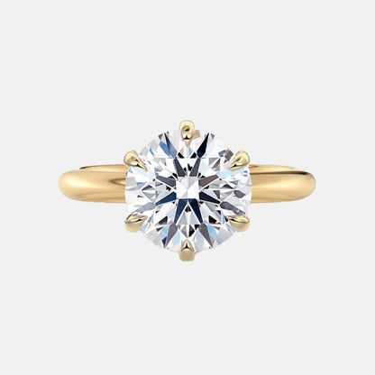 Isla - 6 Claw Cathedral Round Solitaire with Accent Stones Engagement Ring Yellow Gold AG & CO Jewellery