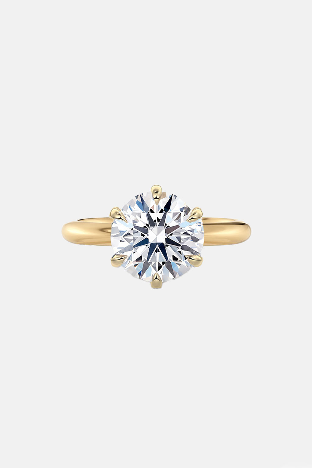 Talia - 6 Claw Round Solitaire Lab Grown Engagement Ring Yellow Gold AG & CO Jewellery