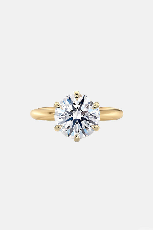 Talia - 6 Claw Round Solitaire Lab Grown Engagement Ring Yellow Gold AG & CO Jewellery