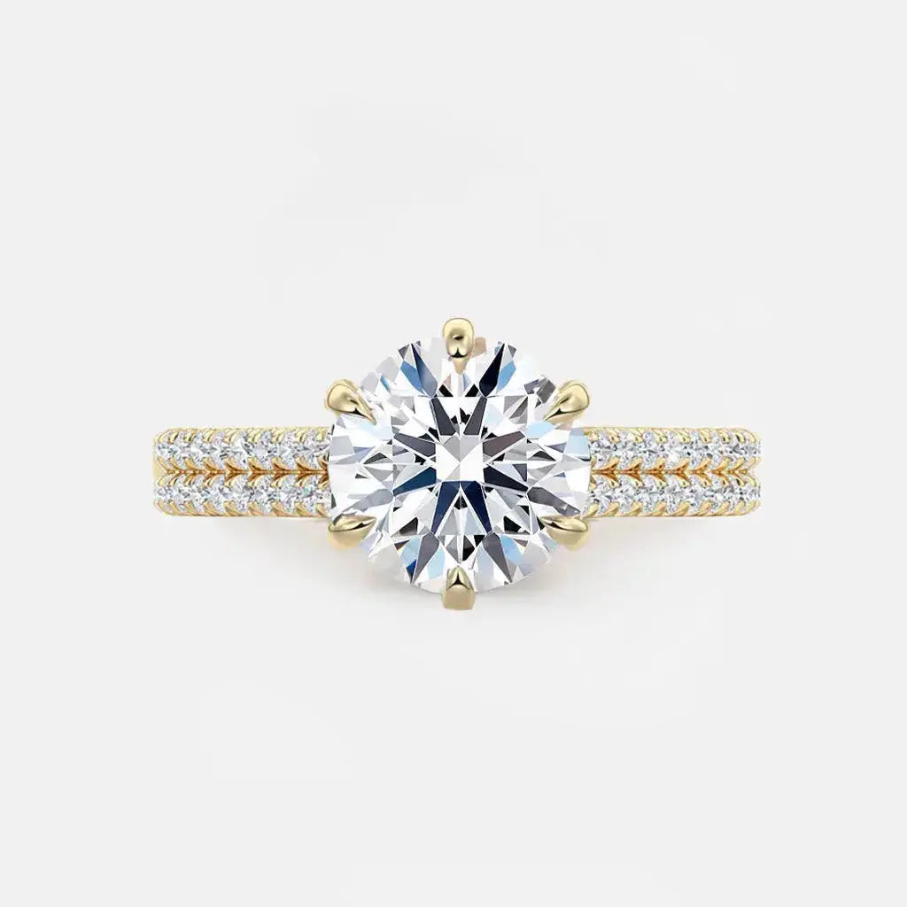teresa – 6-prong solitaire with double pavé band ag & co jewellery