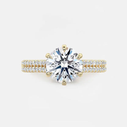 TERESA – 6-Prong Solitaire with Double Pavé Band AG & CO Jewellery