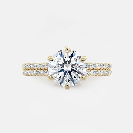 TERESA – 6-Prong Solitaire with Double Pavé Band AG & CO Jewellery