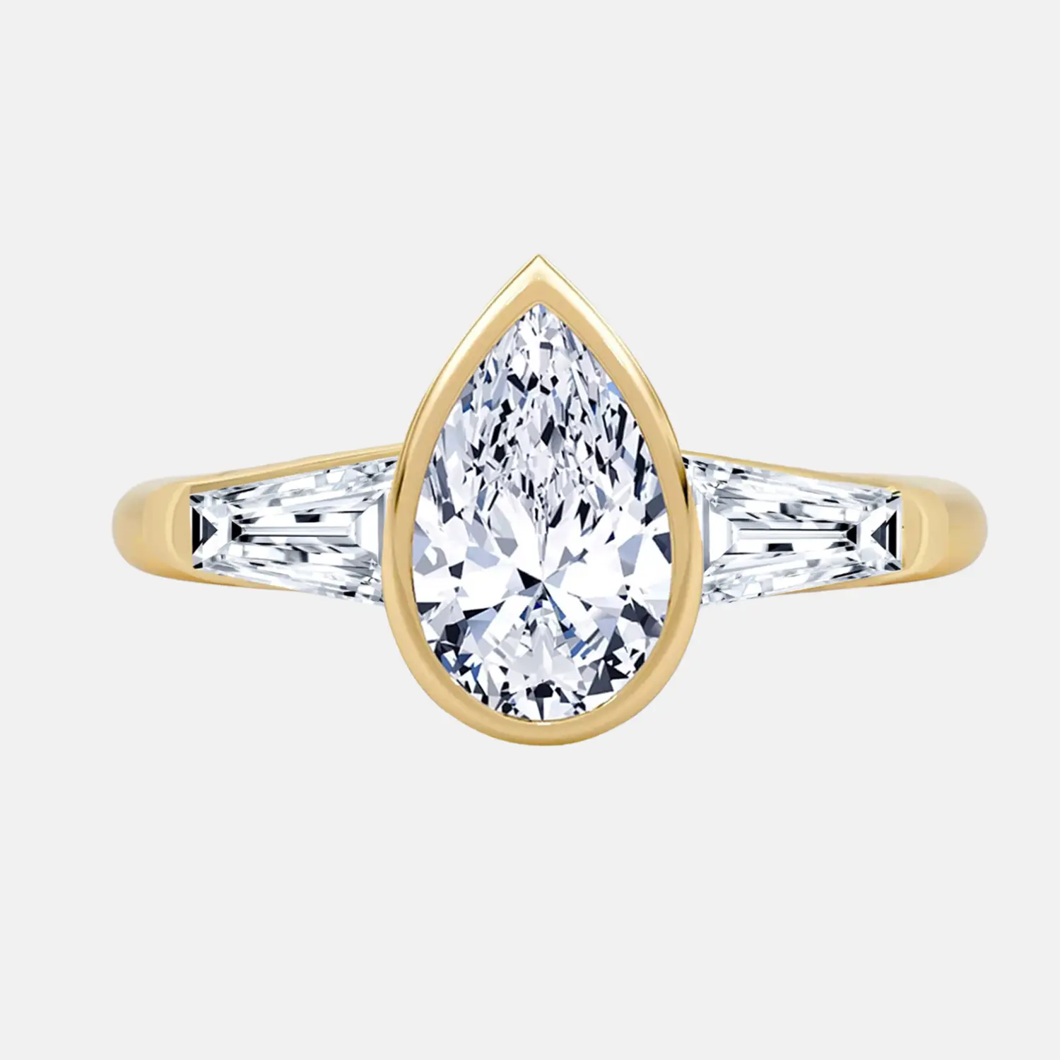THALIRA pear bezel trilogy engagement ring AG & CO Jewellery