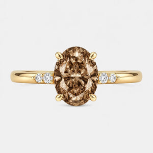 The Élan Oval Brown Diamond Ring – 2.00ct Brown Natural Diamond, 18K Yellow Gold