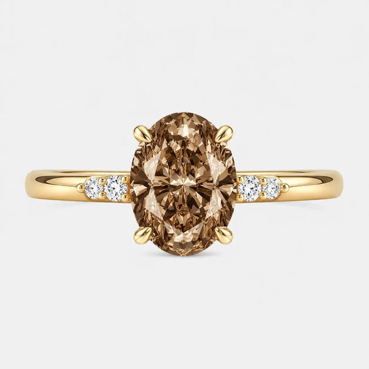 The Élan Oval Brown Diamond Ring – 2.00ct Brown Natural Diamond, 18K Yellow Gold AG & CO Jewellery