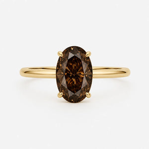 The Espresso Oval Brown Diamond Ring in 18K Yellow Gold