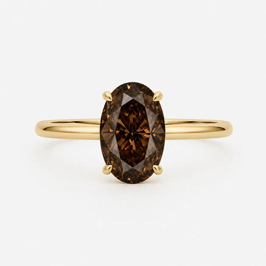 The Espresso Oval Brown Diamond Ring in 18K Yellow Gold AG & CO Jewellery