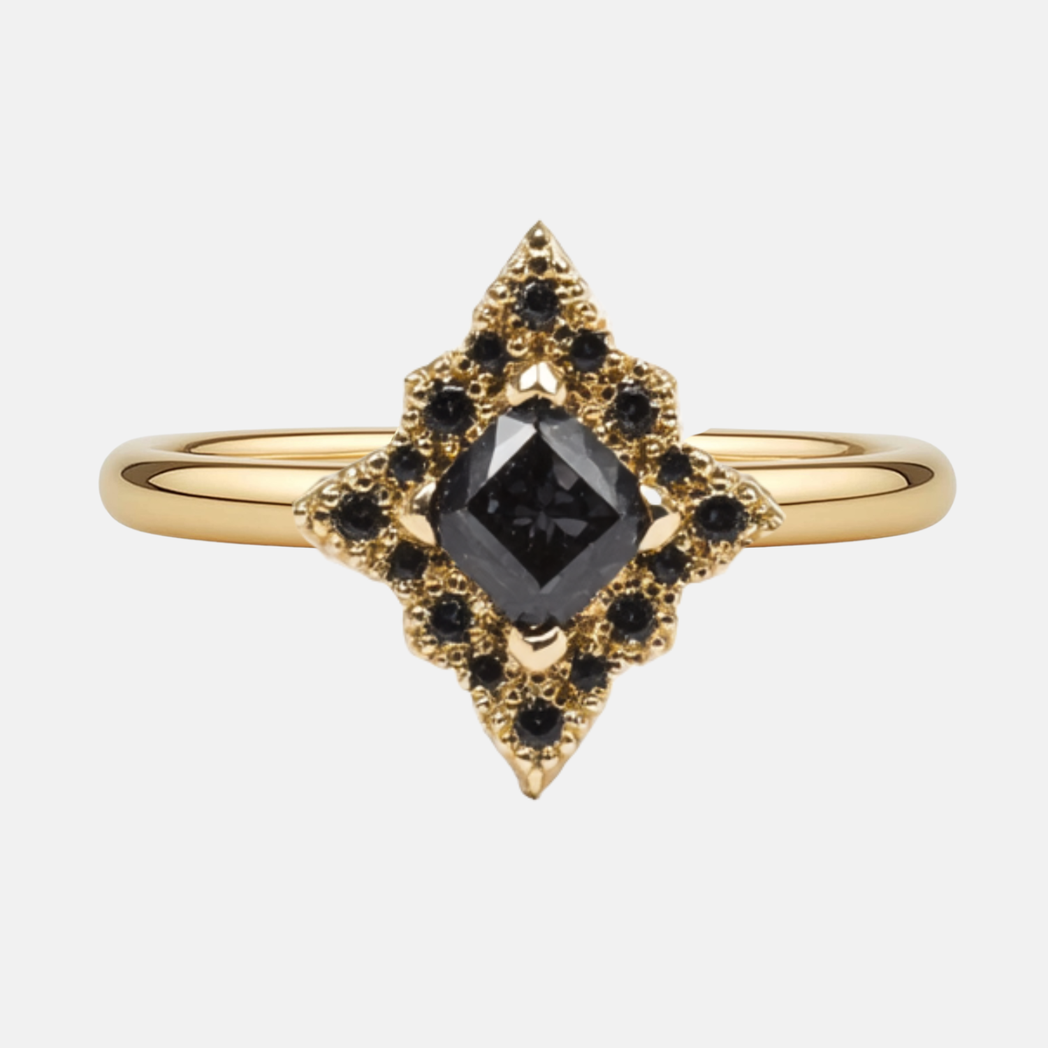 The Obsidian Halo Cushion Black Diamond Ring AG & CO Jewellery