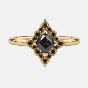 The Obsidian Halo Cushion Black Diamond Ring