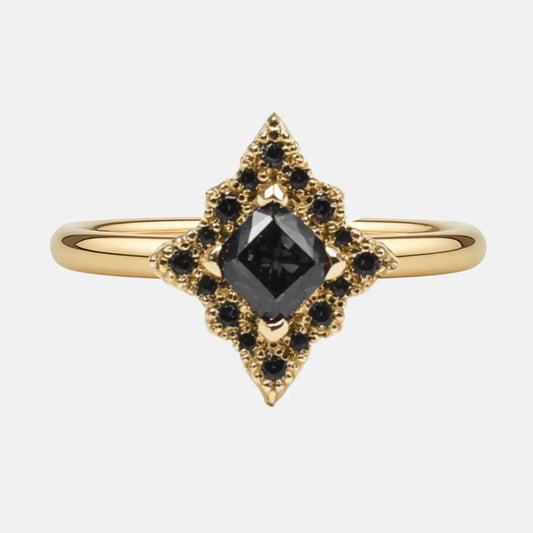 The Obsidian Halo Cushion Black Diamond Ring AG & CO Jewellery