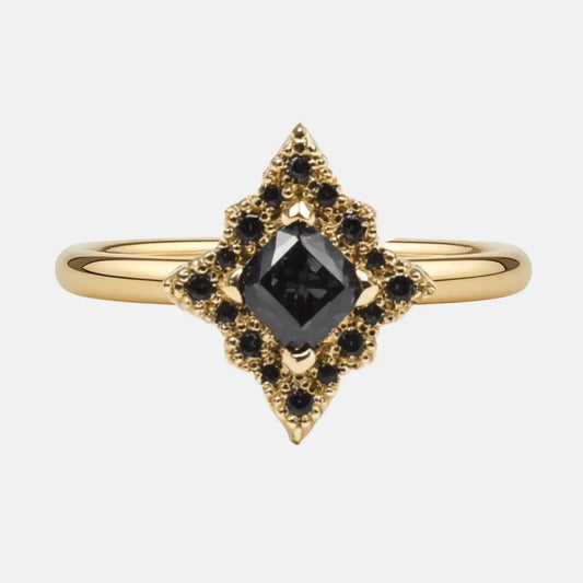 The Obsidian Halo Cushion Black Diamond Ring AG & CO Jewellery
