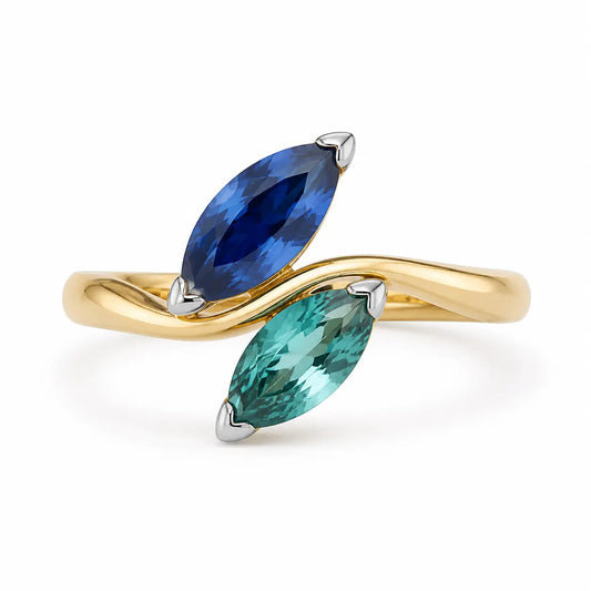 Tidal Blue & Teal Marquise Toi et Moi Ring