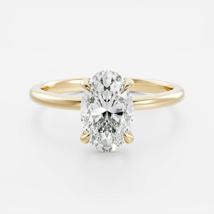 3.00 carat 6 claw oval solitaire engagement ring - lab grown diamond - 18k gold