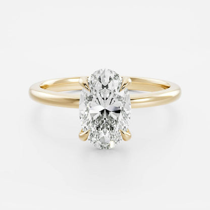 3.00 Carat 6 Claw Oval Solitaire Engagement Ring - Lab Grown Diamond - 18K Gold