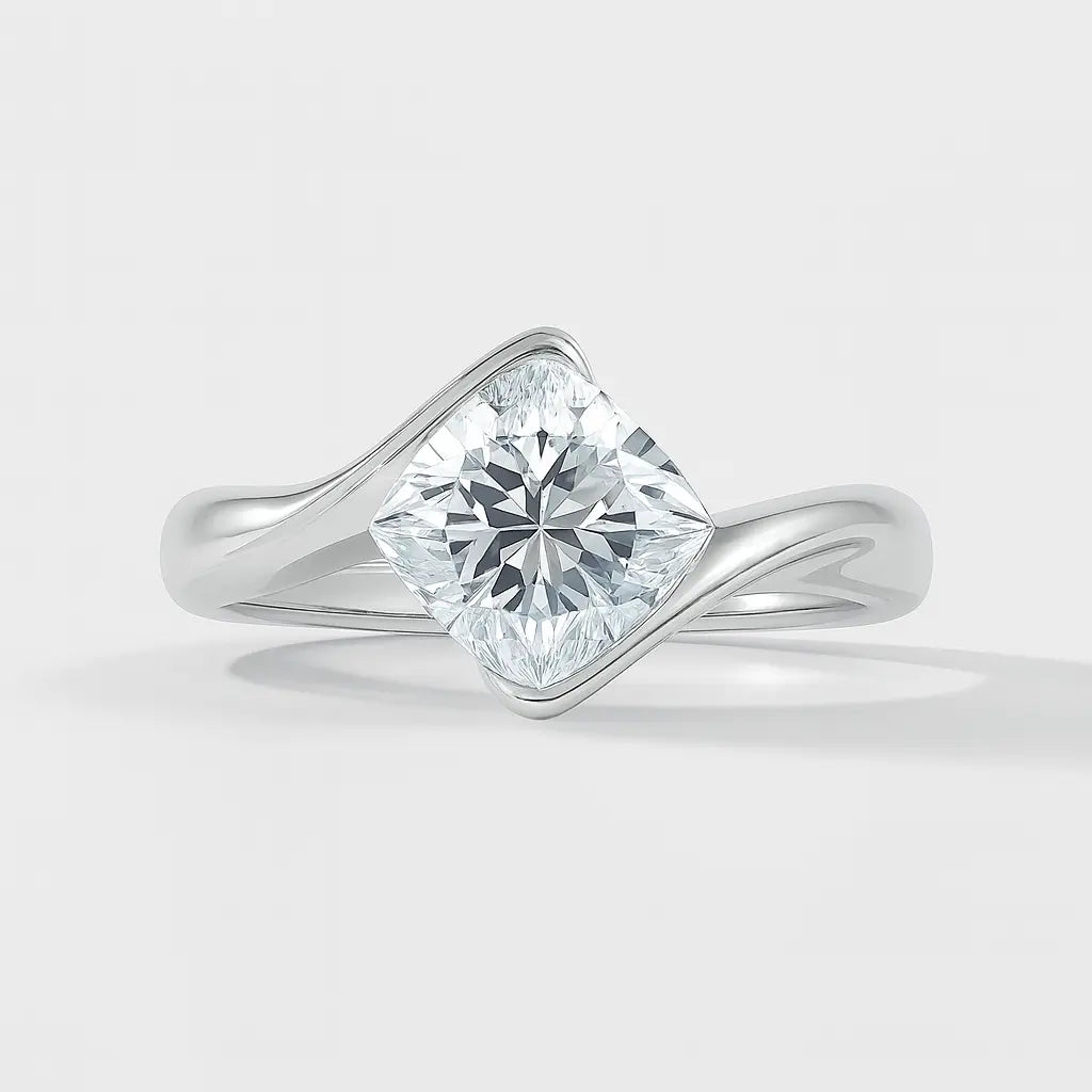 Twisted Bezel Cushion Solitaire Ring AG & CO Jewellery