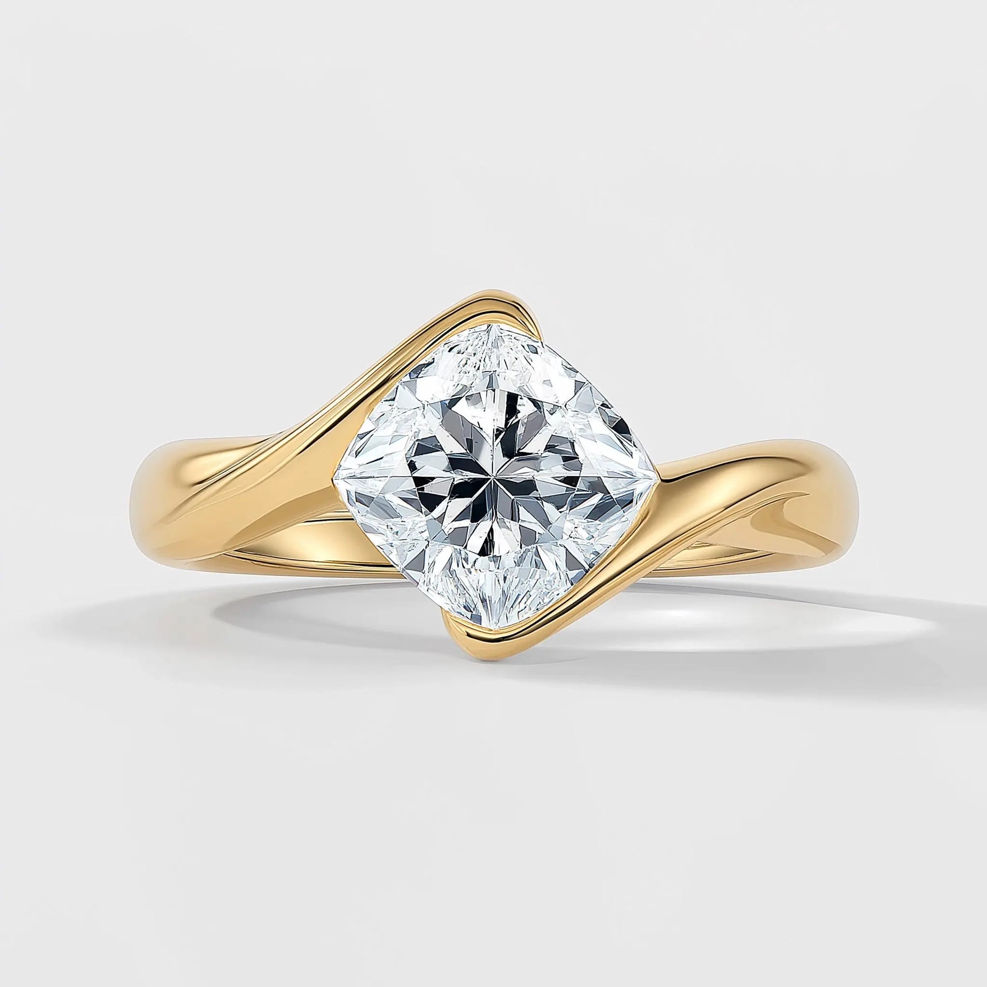 Twisted Bezel Cushion Solitaire Ring AG & CO Jewellery