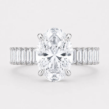 VALENCIA – Oval Cut Solitaire with Baguette Eternity Band AG & CO Jewellery