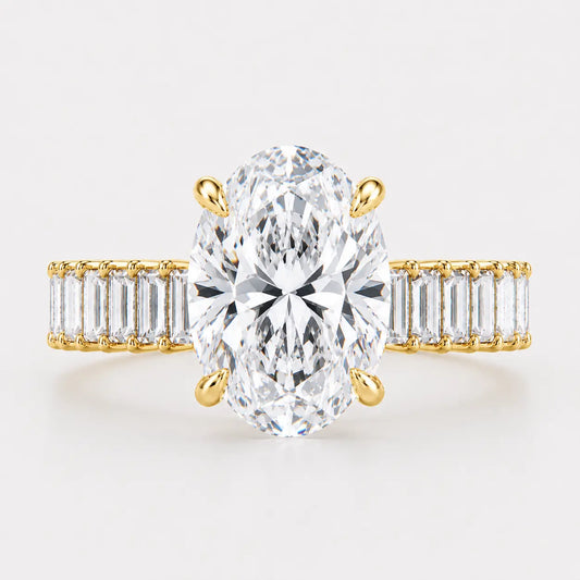 VALENCIA – Oval Cut Solitaire with Baguette Eternity Band AG & CO Jewellery