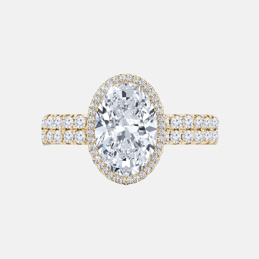 VALENCIA double band oval halo engagement ring AG & CO Jewellery