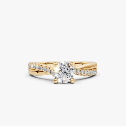 VELARA - Solitaire Ring with Twisted Pavé Band AG & CO Jewellery